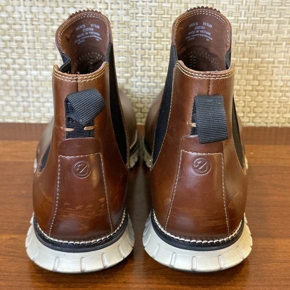 🌟2xHP🌟Cole Haan Zerogrand Waterproof Chelsea Boots Brown Bourbon Leather C30164 - Picture 10 of 11